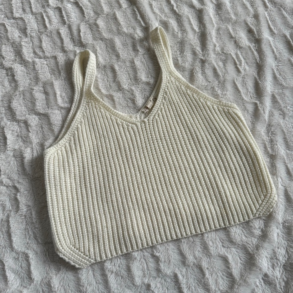 Cream knit tank top